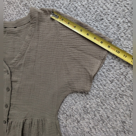 George Women's (Size L) Khaki Colored Cotton Short Sleeve Dress w/Pockets - Picture 10 of 13